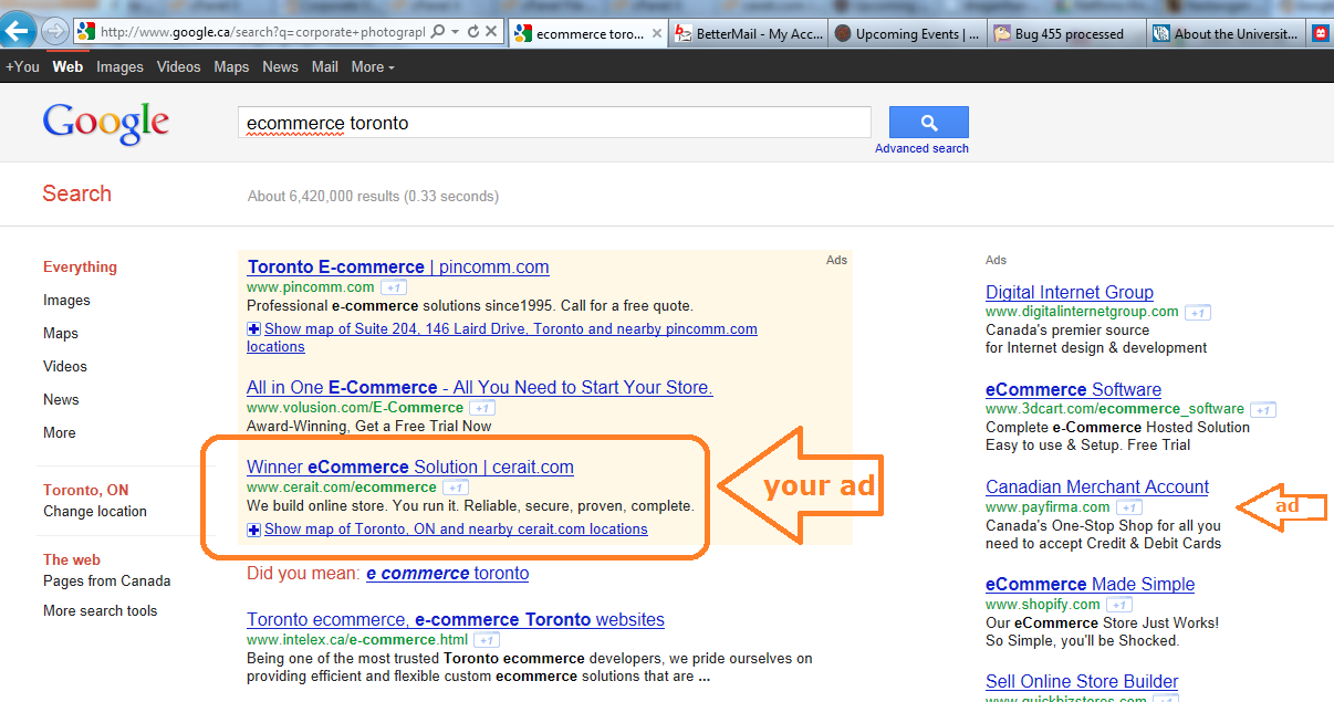 google search results page